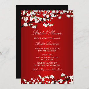Cherry Blossom Red Bridal Showeuse Invitation