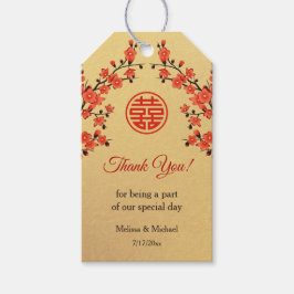 Cherry Blossom Red Gold Chinese Wedding Geschenkanhänger