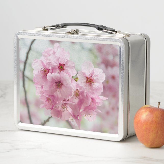 Cherry Blossom, rosa Blumenfotografie Metall Brotdose (Beispiel)