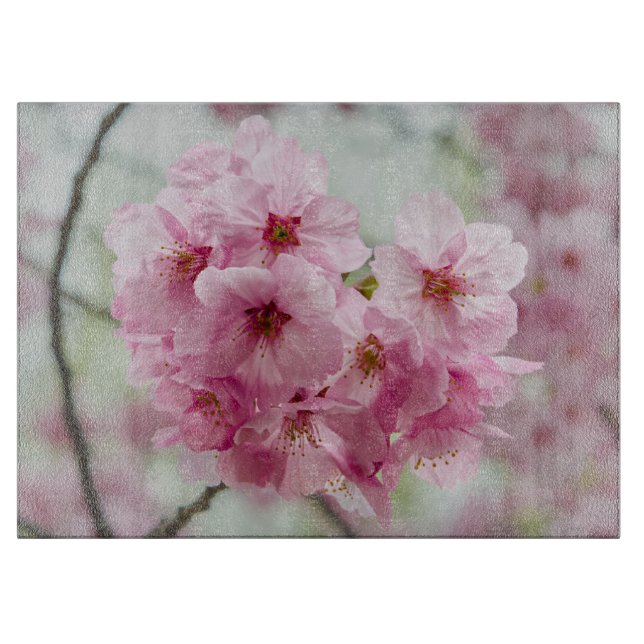 Cherry Blossom, rosa Blumenfotografie Schneidebrett (Vorderseite)