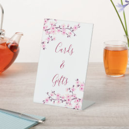Cherry Blossom Rosa weiße Karten und Geschenke Sockelschild