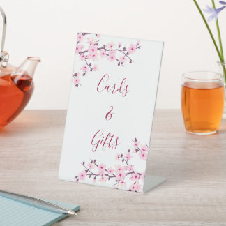 Cherry Blossom Rosa weiße Karten und Geschenke Sockelschild