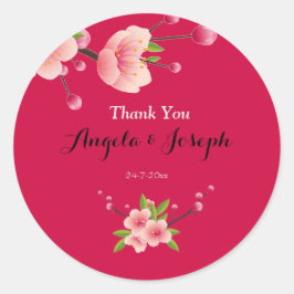 Cherry Blossom rose Blanc floral rond autocollant
