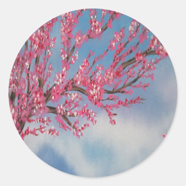 Cherry Blossom Runder Aufkleber (Vorderseite)