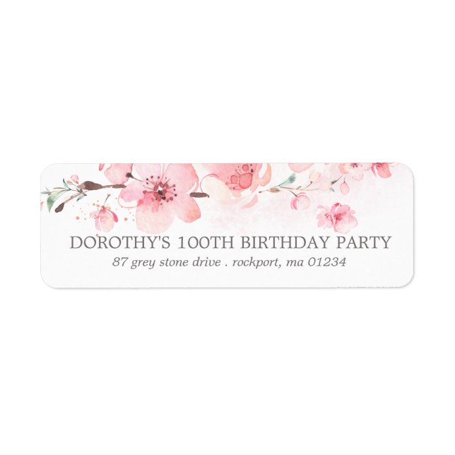 Cherry Blossom Rustic Pink Floral Address Label (Vorne)