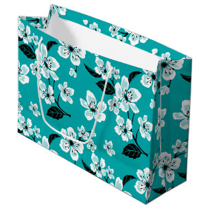 CHERRY BLOSSOM - SAKURA (AQUAMARIN) Geschenktasche Große Geschenktüte