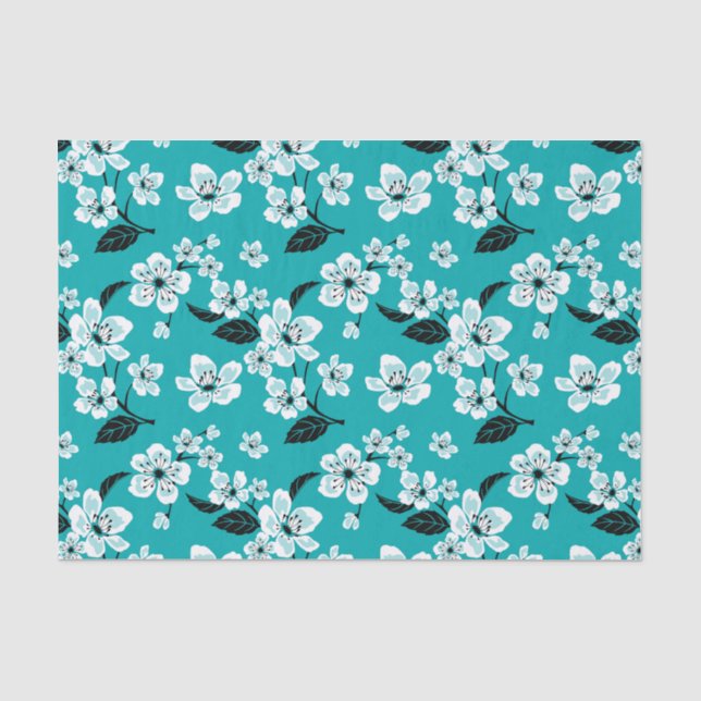 CHERRY BLOSSOM - SAKURA (AQUAMARIN) SEIDENPAPIER (Vorderseite)