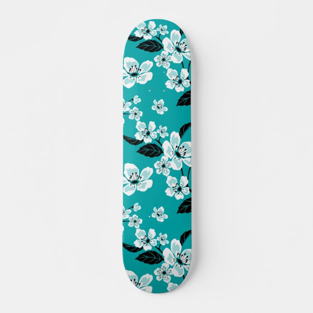 CHERRY BLOSSOM - SAKURA (AQUAMARIN) SKATEBOARD (Vorne)