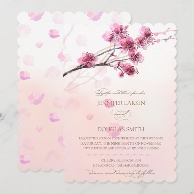 Cherry Blossom/Sakura Einladungen zur Hochzeit (Vorne/Hinten)