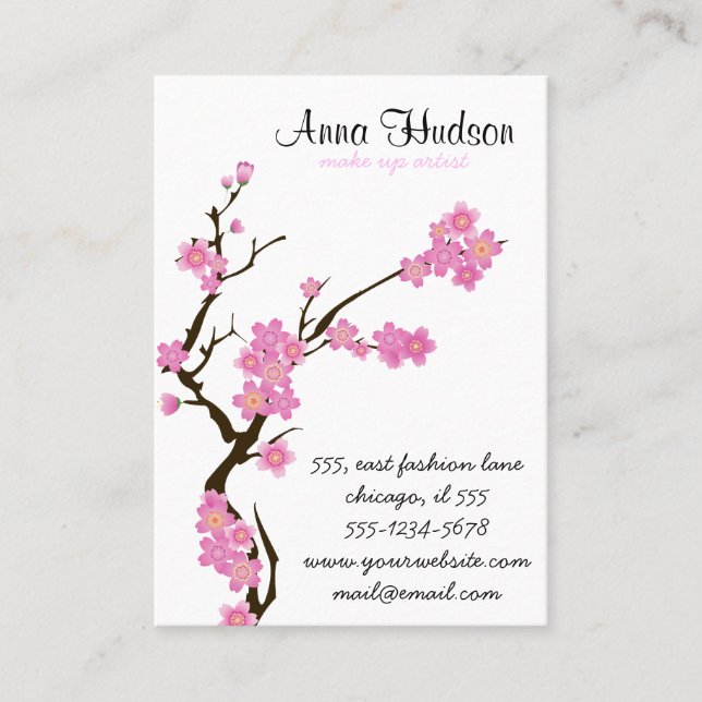 Cherry Blossom, Sakura, Floristina, Blume Shop Visitenkarte (Vorderseite)