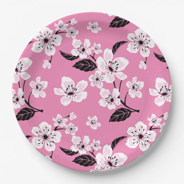 CHERRY BLOSSOM - SAKURA (LITE PINK) PAPPTELLER (Vorderseite)