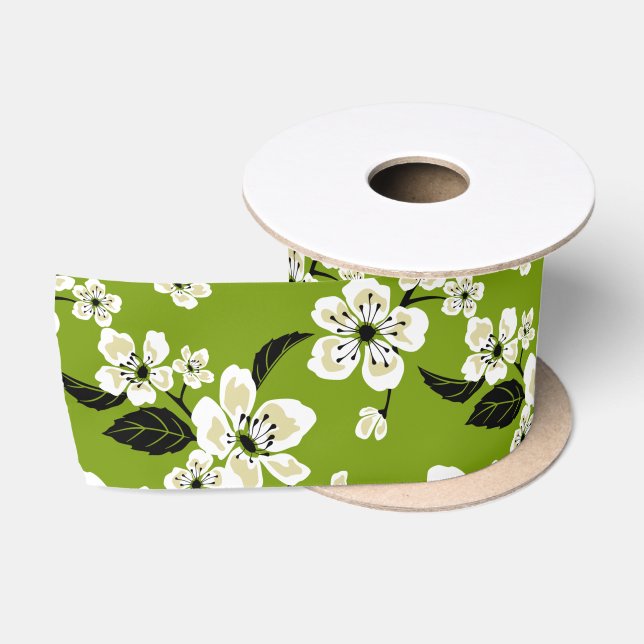 CHERRY BLOSSOM - SAKURA (MATCHA GRÜNE) SATINBAND (Spule)