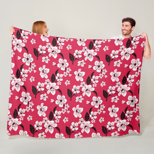 CHERRY BLOSSOM - SAKURA (RED) FLEECEDECKE (Beispiel)