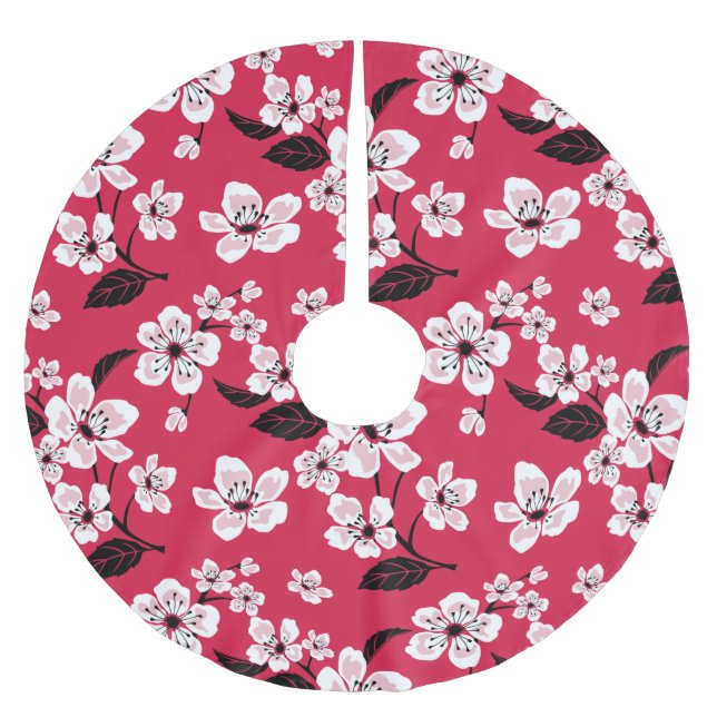 CHERRY BLOSSOM - SAKURA (RED) POLYESTER WEIHNACHTSBAUMDECKE (Vorderseite)