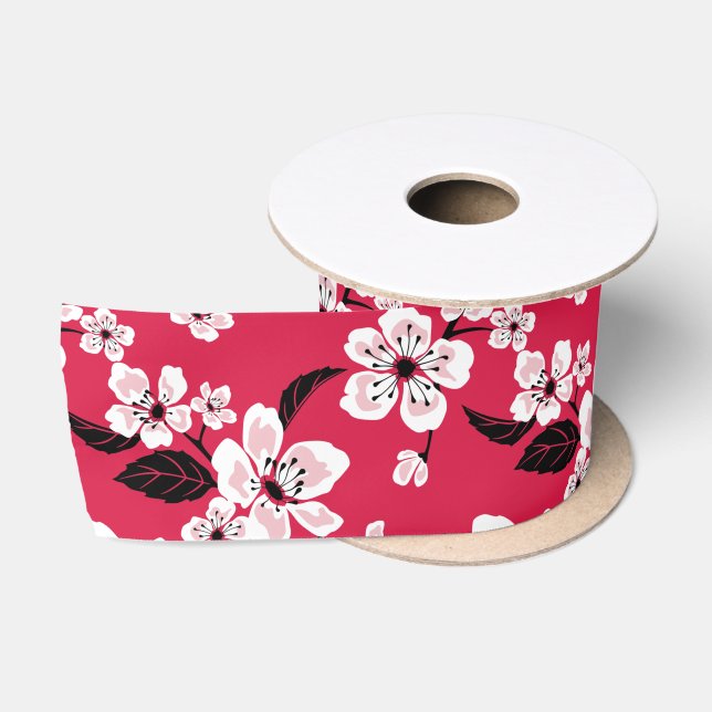CHERRY BLOSSOM - SAKURA (RED) SATINBAND (Spule)