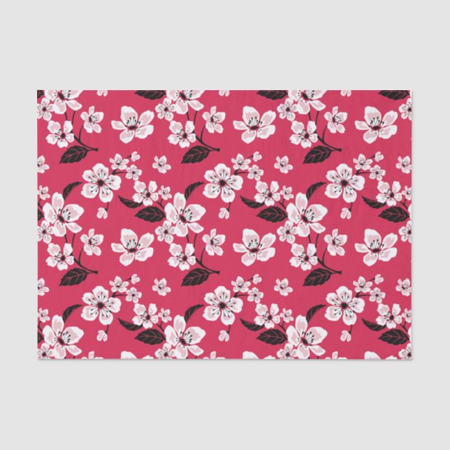 CHERRY BLOSSOM - SAKURA (RED) SEIDENPAPIER (Vorderseite)