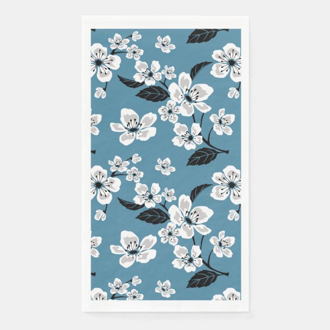 CHERRY BLOSSOM - SAKURA (SMOKY BLUE) SERVIETTE (Vorderseite)