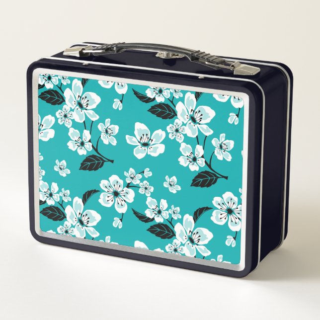 CHERRY BLOSSOM - SAKURA (TEAL) METALL BROTDOSE (Rückseite)
