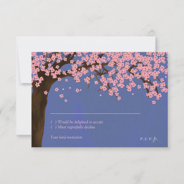 Cherry Blossom / Sakura Wasserfarbe (Nacht) UAWG Einladung (Vorderseite)