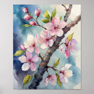 Cherry Blossom Sakura Watercolor Poster