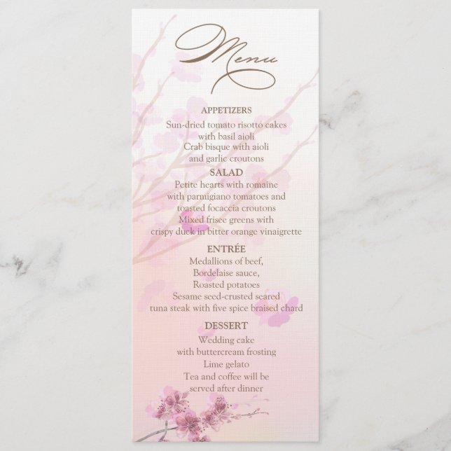 Cherry Blossom/Sakura Wedding Menu Cards Menükarte (Vorderseite)