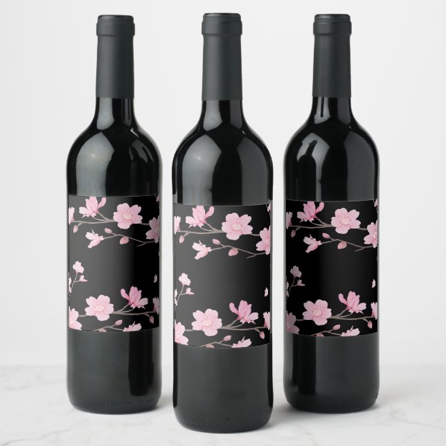 Cherry Blossom – Sakura Wine Bottle Label Weinetikett (Flaschen)