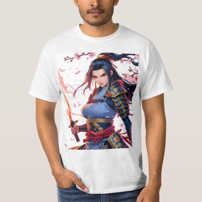Cherry Blossom Samurai Katana Warrior Anime 🌸 ⚔️ T-Shirt (Vorderseite)