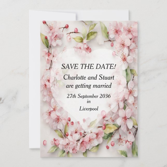 Cherry Blossom Save The Date (Vorderseite)