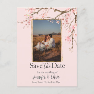 Cherry Blossom Save the Date Foto Postkarte