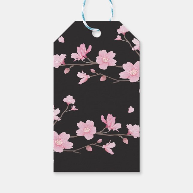 Cherry Blossom - Schwarz Geschenkanhänger (Vorderseite)