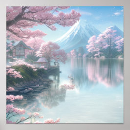 Cherry Blossom See in Mist Poster