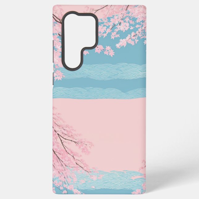 Cherry Blossom Seigaiha Phone Case Samsung Galaxy Hülle (Rückseite)