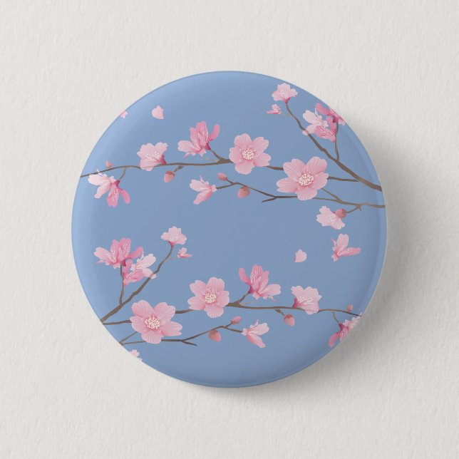 Cherry Blossom - Serenity Blue Button (Vorderseite)