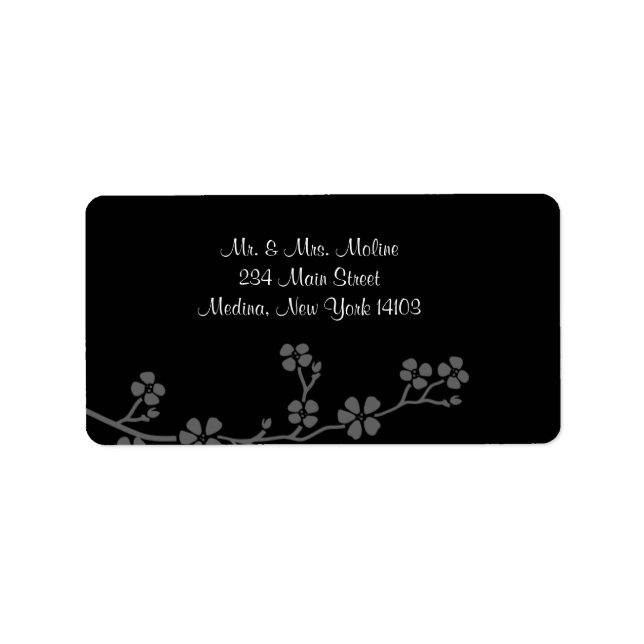 Cherry Blossom Silver Wedding Bridal Return Label Adressaufkleber (Vorne)