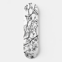Cherry Blossom Skateboard Schwarz-Weiß