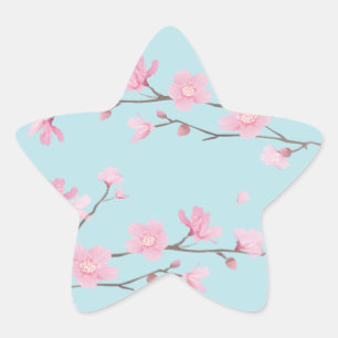Cherry Blossom - Sky Blue Stern-Aufkleber