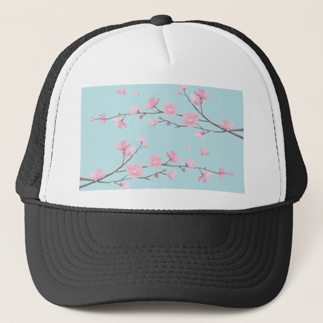 Cherry Blossom - Sky Blue Truckerkappe (Vorderseite)