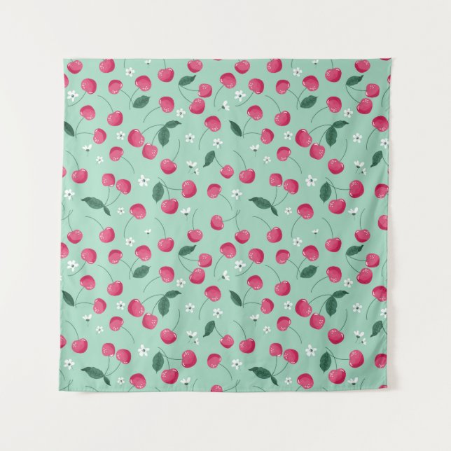 Cherry Blossom: Sommerfestes Design Wandteppich (Vorderseite)