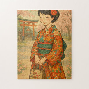 Cherry Blossom Spaziergang - Japanisches Mädchen i
