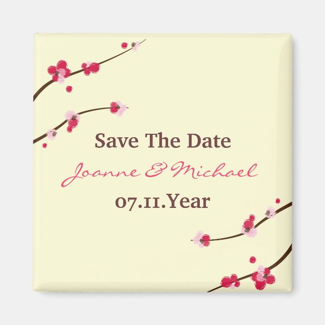 Cherry Blossom speichern Sie das Datumsfenster Magnet (Vorne)