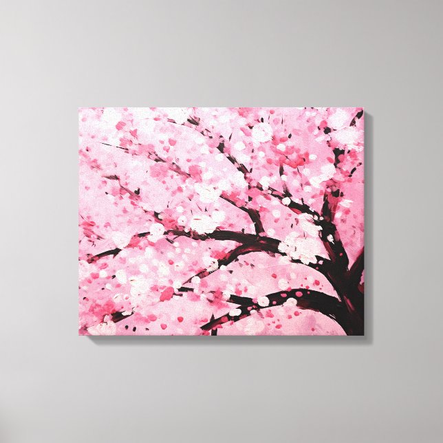 Cherry Blossom Splendor Japanische Kunst Leinwanddruck (Vorderseite)