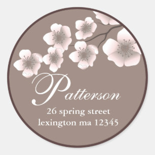 Cherry Blossom Springtime-Adressetikett Runder Aufkleber