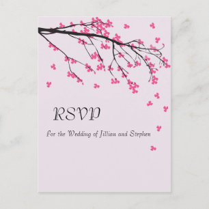 Cherry Blossom Stem - RSVP Post Card Einladungspostkarte