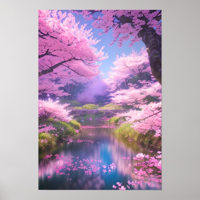 Cherry Blossom Stream Poster (Vorne)