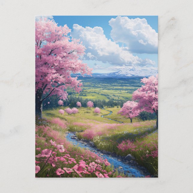 Cherry Blossom Stream Postkarte (Vorderseite)