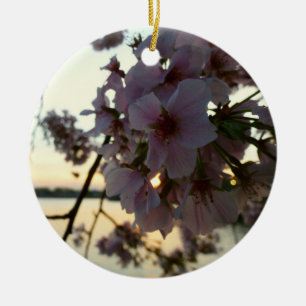 Cherry Blossom Sunset in Washington DC Keramikornament