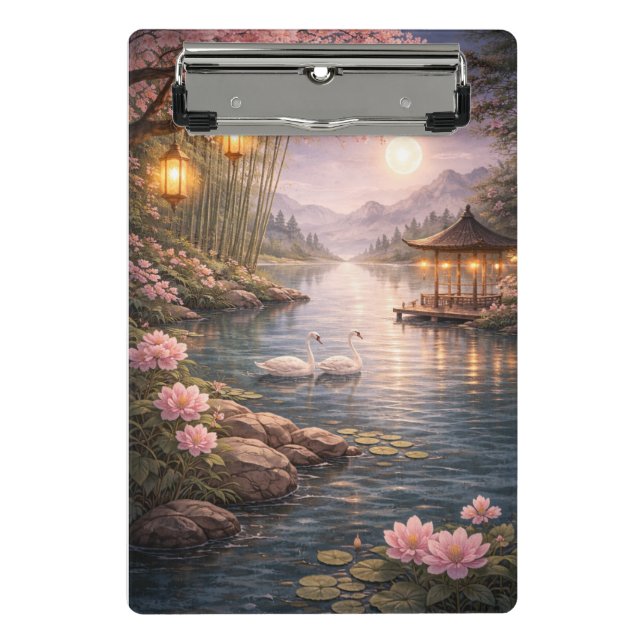 Cherry Blossom Swan Lake Mini Clipboard –  Klemmbrett (Vorderseite)