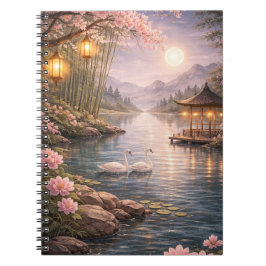 Cherry Blossom Swan Lake Spiral Photo Notebook  Notizblock