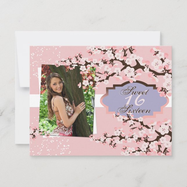 Cherry Blossom Sweet 16 Anniversaire Invitation (Devant)