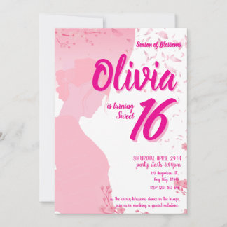 Cherry Blossom Sweet 16 Geburtstag Einladung